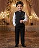 Rikidoos Cotton Woven Full Sleeves Stone Embellished Three Piece Party Suit - Black & White