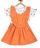 MINI KLUB Cotton Knit Half Sleeves Solid Frill Dress With Fruits Printed Tee Set - Orange & White