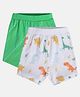 MINI KLUB Cotton Woven Pack Of 2 Striped & Animal Printed Shorts - Green & White