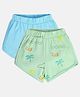 MINI KLUB Cotton Knit Pack Of 2 Solid & Trees Printed Shorts - Blue & Green