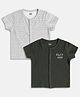 MINI KLUB Cotton Blend Knit Pack Of 2 Half Sleeves Play Time Text & Abstract Printed Thermal Vests - Grey & Green