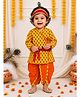 BownBee Cotton Woven Janmashtami Theme Full Sleeves Floral Printed Kanhaiya Costume Set - Yellow