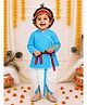 BownBee Cotton Woven Janmashtami Theme Full Sleeves Floral Printed Kanhaiya Costume Set - Blue