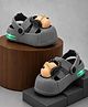 NEW STEPS Teddy Applique Detailed Slingback Perforated LED Clogs - Grey