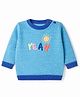 Wingsfield Knit Pullover with Full Sleeves and Yeah Embroidery Design in Blue