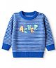 Wingsfield Knit Pullover with Full Sleeves and Text Embroidered in Blue