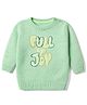 Wingsfield Knit Pullover With Full Sleeves and Full of Joy Embroidery in Green