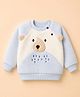 Wingsfield Knit Full Raglan Sleeves Pullover with Bear Applique & Embroidery - Light Blue