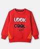Wingsfield Knit Sweatshirt with Full Raglan Sleeves and Look Cool Text Print in Coral