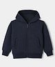 Wingsfield Knit Hooded Sweat Jacket with Full Sleeves in Navy Blue
