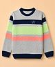 Wingsfield Knit Pullover with Full Sleeves and Striped Design in Grey