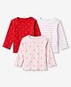 Babyhug Cotton Knit Full Sleeves Striped T-Shirts With Hearts Print Pack of 3 - Red, Pink & White