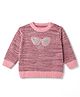 Wingsfield Knit Pullover Sweater with Full Sleeves and Sunglasses Sequins in Pink