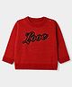 Wingsfield Embroidered Pullover with Full Sleeves and Love Embroidered Patch - Red