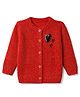 Wingsfield Knit Pullover Full Sleeves Sweater with Front Button and Heart Sequins in Red