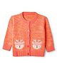 Wingsfield Knit Front Open Sweater with Full Sleeves and Reindeer Patch - Orange