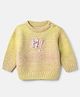 Wingsfield Knit Full Sleeve Pullover Sweater with HI Embroidered & Round Neck in Yellow