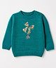 Wingsfield Knit Pullovers with Full Sleeves and Bow Sequins in Dark Green