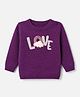 Wingsfield Knit Full Sleeves Pullovers Sweater with Love Text & Round Neck in Purple