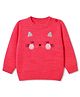 Wingsfield Knit Full Sleeves Pullovers Sweater with Cat Embroidery in Coral