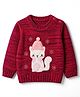 Wingsfield Knit Pullover with Full Sleeves and Kitten Patch in Maroon