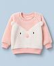Wingsfield Knit Full Raglan Sleeves Pullovers with Animal Face Applique - Pink