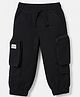 Babyhug 100% Cotton Woven Full Length Joggers with Let The Adventure Begin Patch in Black for 2-3 Years