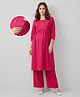 Bella Mama Viscose Woven Solid With Pintuck Yoke Three Fourth Sleeves Maternity Suit in Pink
