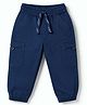 Babyhug 100% Cotton Twill Woven Full Length Pants with Cargo Pockets - Navy Blue