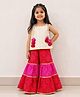 TINY MINY MEE Cotton Rayon Woven Sleeveless Foil Striped Top & Sharara Set - Multi Colour