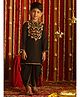 Vastramay Viscose Woven Full Sleeves Kurta and Dhoti with Sequins Embroidery in Black