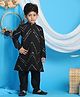 Vastramay Georgette Woven Full Sleeves Kurta & Pyjama Set with Sequined Detailing - Black