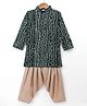 Vastramay Viscose Woven Full Sleeves Bandhani Printed Kurta And Patiala Set - Green & & Rose Gold