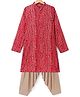 Vastramay Viscose Woven Full Sleeves Bandhani Printed Kurta And Patiala Set - Maroon & Rose Gold