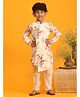 Vastramay Muslin Woven Full Sleeves Kurta And Pyjama Set with Floral Print in Cream for 3-4 Years