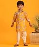 Vastramay Muslin Woven Full Sleeves Kurta and Patiala Set with Floral Print in Yellow for 2-3 Years