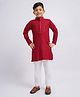 Vastramay Cotton Blend Woven Full Sleeves Floral Sequin Embroidered Kurta And Pyjama Set - Maroon And White