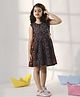 Vastramay Cotton Woven Ethnic Dress with Sleeveless and Floral Print in Navy Blue for 4-5 Years