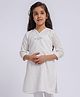 Vastramay Cotton Woven Three-Fourth Sleeves Solid Kurta - White