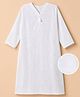 Vastramay Cotton Woven Three-Fourth Sleeves Solid Kurta - White