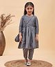 Vastramay Viscose Woven Three Fourth Sleeves Floral Printed Kurta And Palazzo Set With Sling Bag - Grey