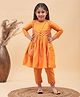 Vastramay Viscose Woven Three Fourth Sleeves Floral Printed Kurta And Palazzo Set With Sling Bag - Orange