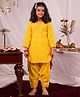 Vastramay Woven Three-Fourth Sleeves Kurta & Patiala Set With Floral Embroidery & Dupatta - Yellow