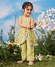Vastramay Cotton Blend Woven Sleeveless Floral Printed Co - Ords Set - Green