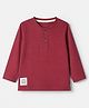 Ollypop Cotton Knit T-Shirt with Full Sleeves and Headphones Print in Red for 12-18 Months