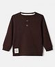 Ollypop Cotton Knit T-Shirt with Full Sleeves and Headphones Patch in Brown for 2-3 Years