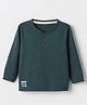 Ollypop Cotton Knit T-Shirt with Full Sleeves and Binoculars Patch in Green for 12-18 Months