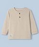 Ollypop Cotton Knit T-Shirt with Full Sleeves and Hey Buddy Patch in White for 12-18 Months