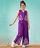 Fashion Dream Satin Woven Sleeveless Lace Embellished Top & Palazzo Set - Violet