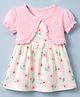 Babyhug Single Jersey Knit Sleeveless Frock With Jacket & Floral Print - White
